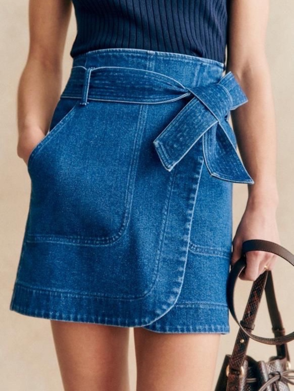 Sezane Lana Wrap Denim Skirt Size  34/2/XS